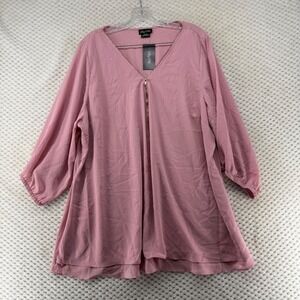 City Chic Rosey Pink XL Tunic Top Sexy Fling E/S 3/4 Sleeve Zipper‎ Plus Size
